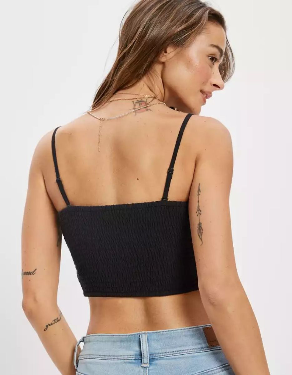 Chemises American Eagle AE Corset Tube Top Noir Femme | NWL-36522097